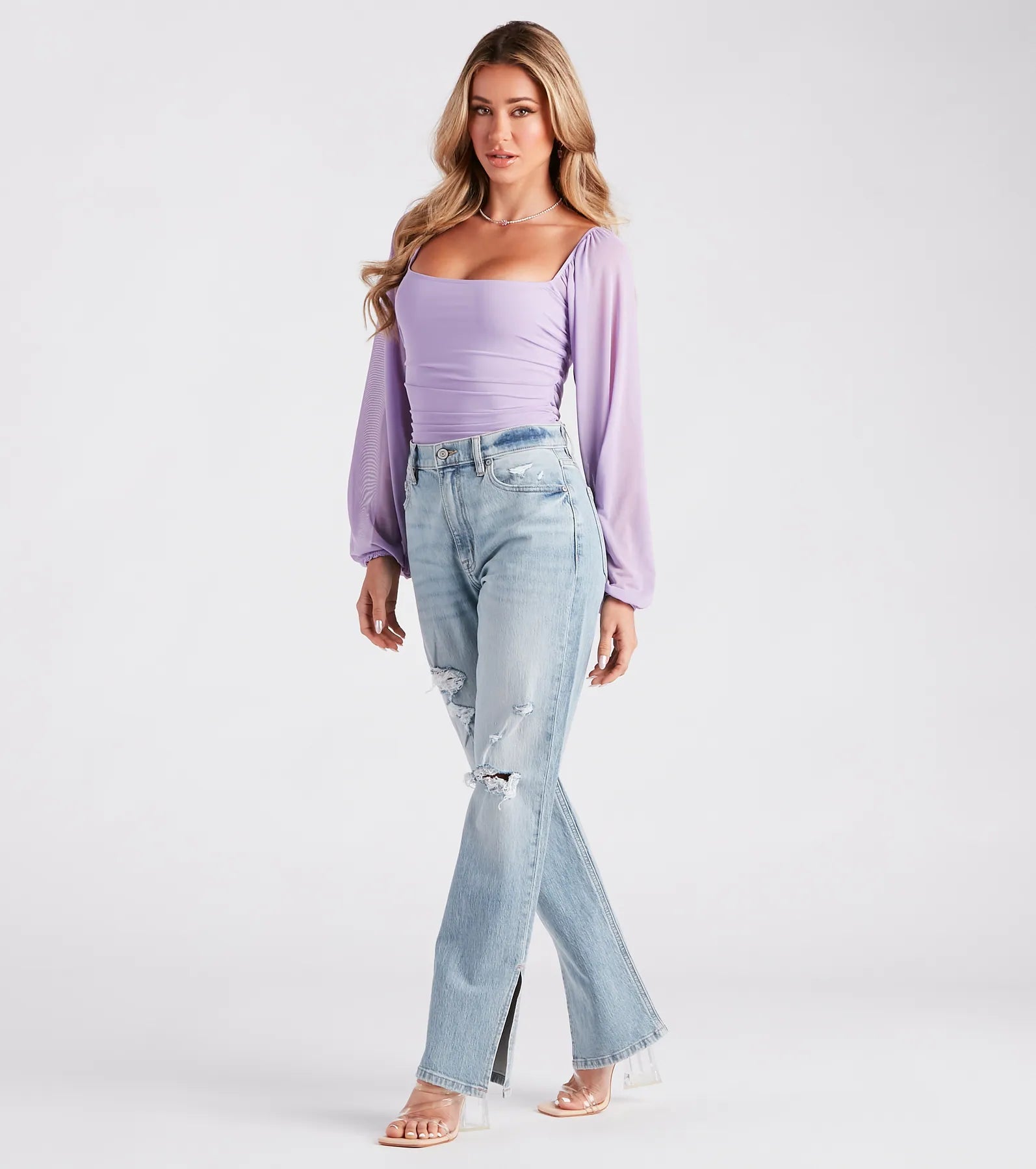 Elevated Basic Ruched Mesh Bodysuit - Image 9
