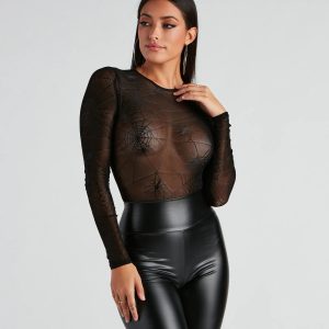 Spider Babe Mesh Graphic Bodysuit