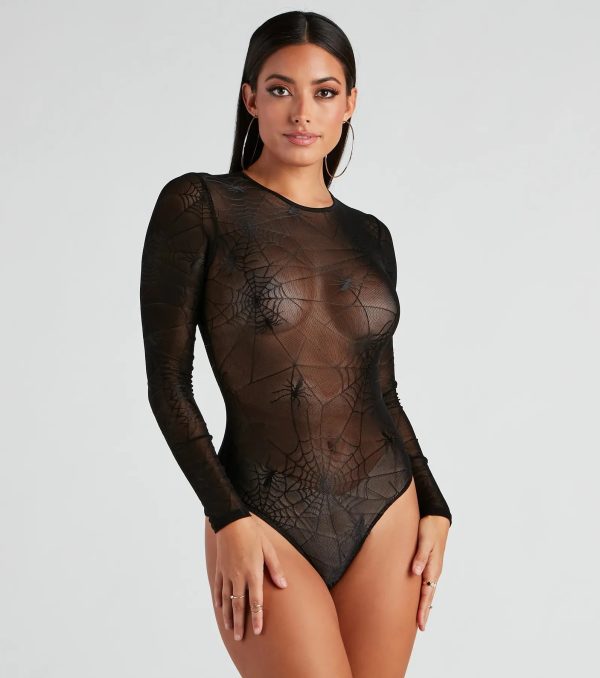 Spider Babe Mesh Graphic Bodysuit - Image 5