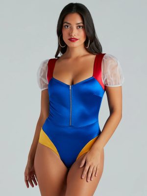 Enchanted Princess Puff Sleeve Satin Bodysuit