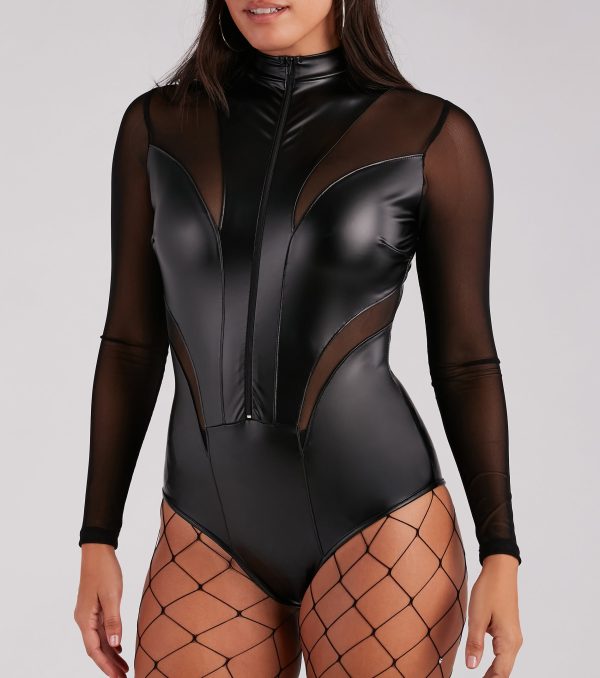Amp Up Your Look Faux Leather Bodysuit - Image 4