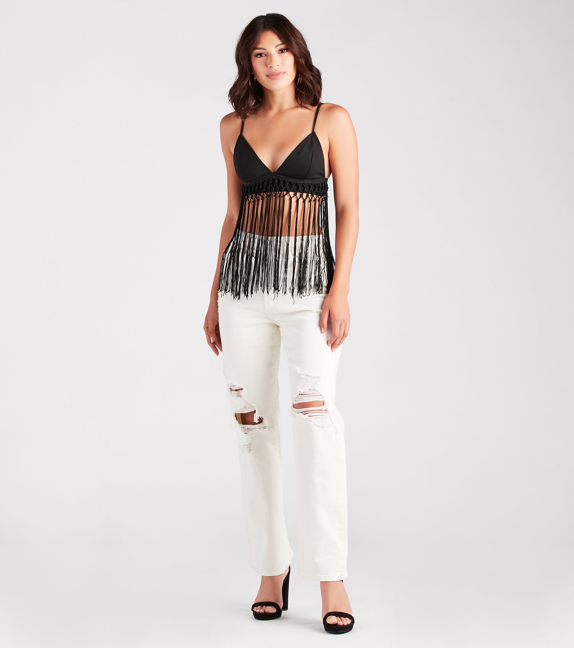 Bohemian Summer Crochet Fringe Crop Top - Image 3