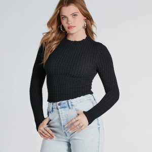 Major Essential Textured Knit Crop Top