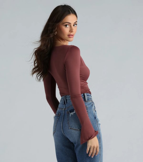 Smooth Silhouette V-Neck Surplice Bodysuit - Image 7