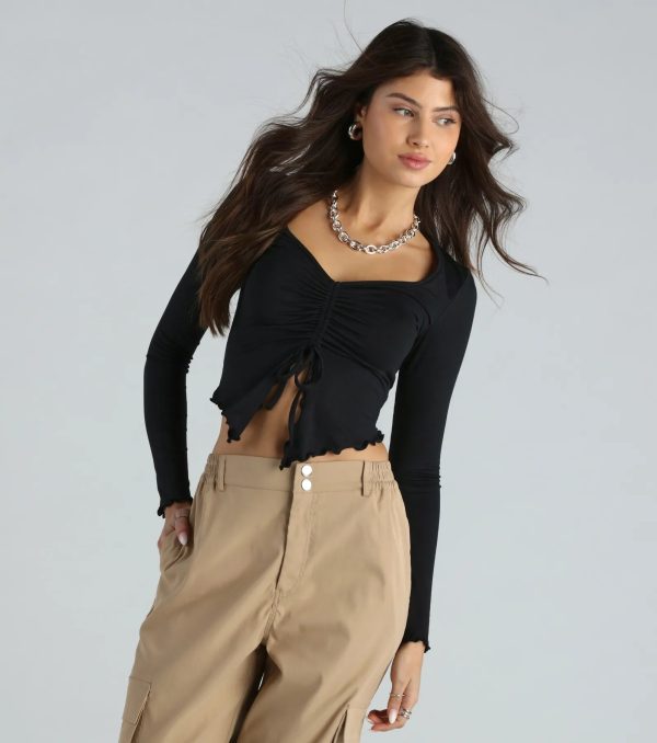 Extra Sass Long Sleeve Slit Crop Top - Image 5