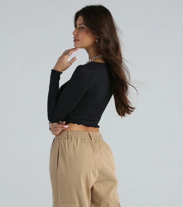 Extra Sass Long Sleeve Slit Crop Top - Image 6