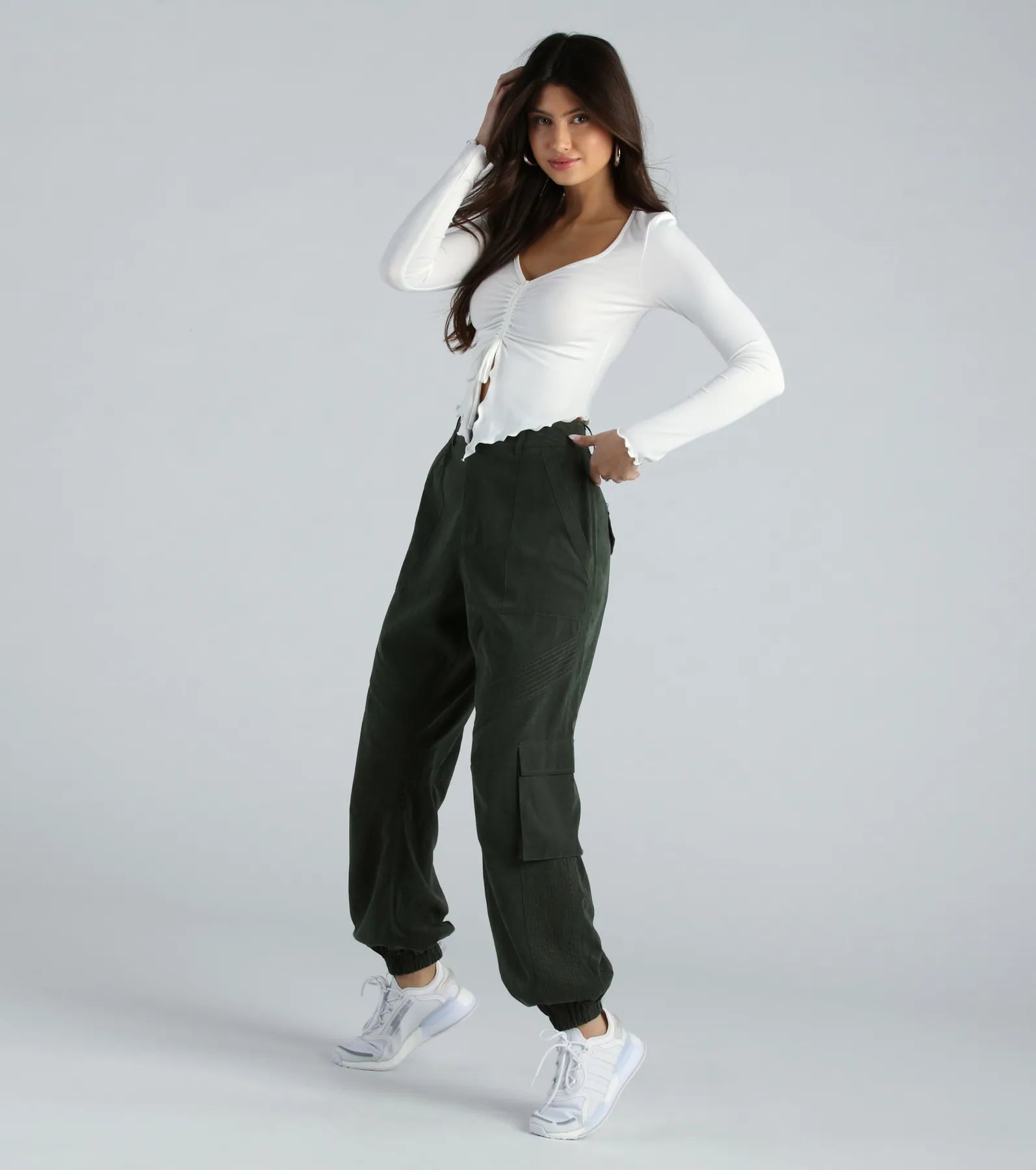 Extra Sass Long Sleeve Slit Crop Top - Image 4