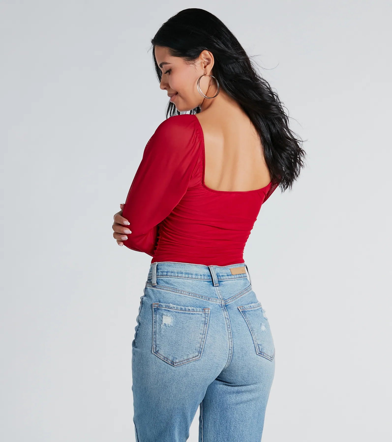 Elevated Basic Ruched Mesh Bodysuit - Image 18