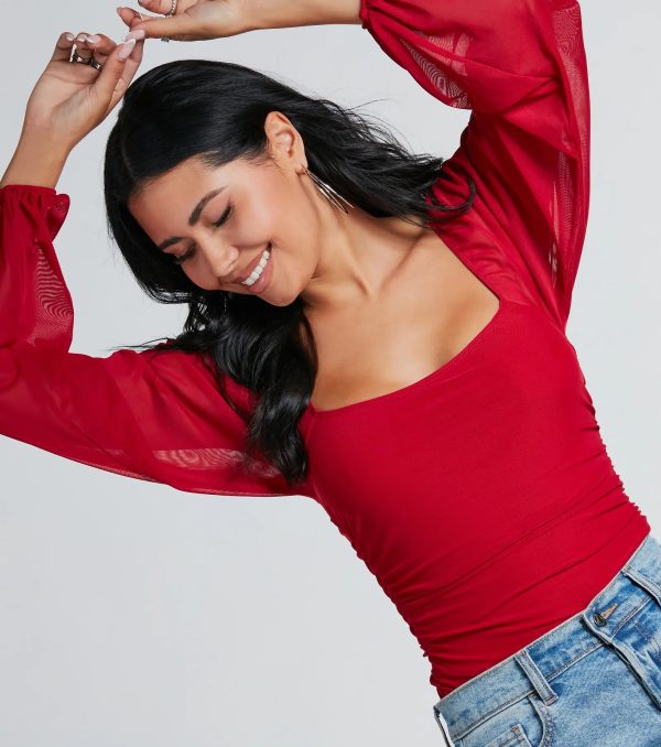 Elevated Basic Ruched Mesh Bodysuit - Image 19
