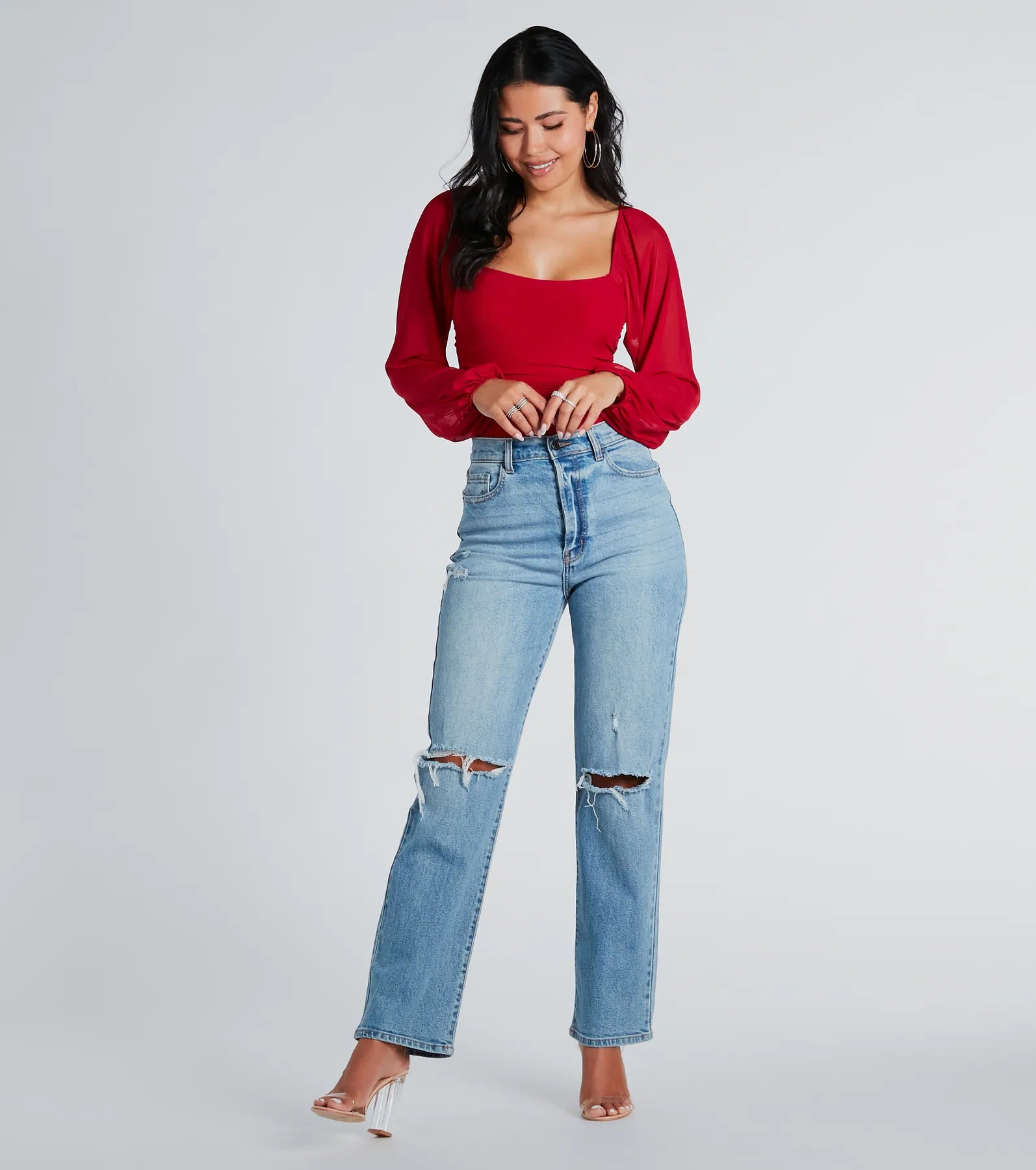 Elevated Basic Ruched Mesh Bodysuit - Image 20