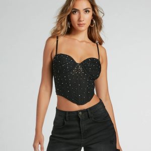 Stunned By Luxe Rhinestone Mesh Bustier