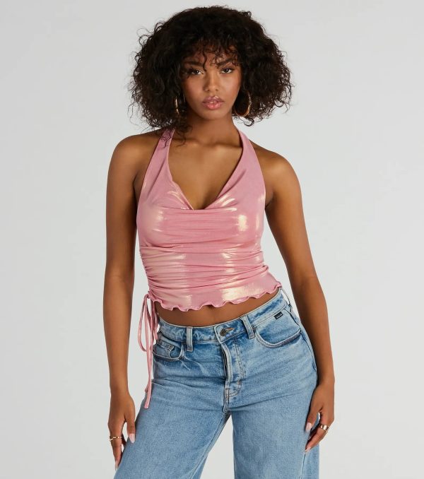 Trendy Energy Metallic Knit Halter Top - Image 5