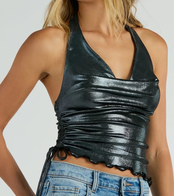 Trendy Energy Metallic Knit Halter Top - Image 4