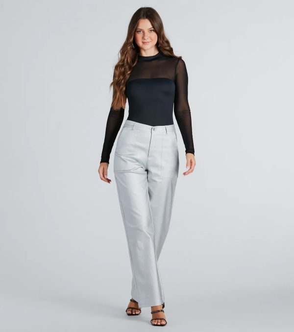 Confident Babe Mesh Mock Neck Bodysuit - Image 3