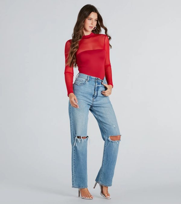 Confident Babe Mesh Mock Neck Bodysuit - Image 8