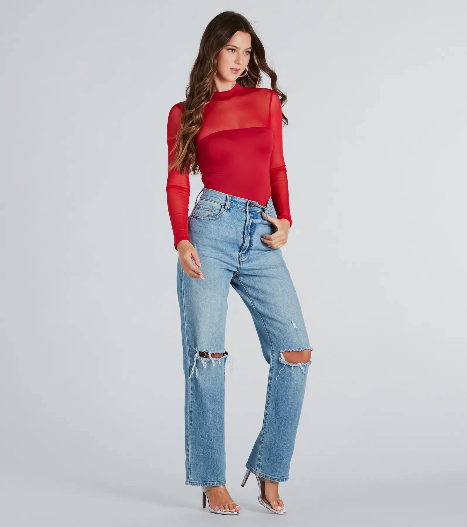 Confident Babe Mesh Mock Neck Bodysuit - Image 8
