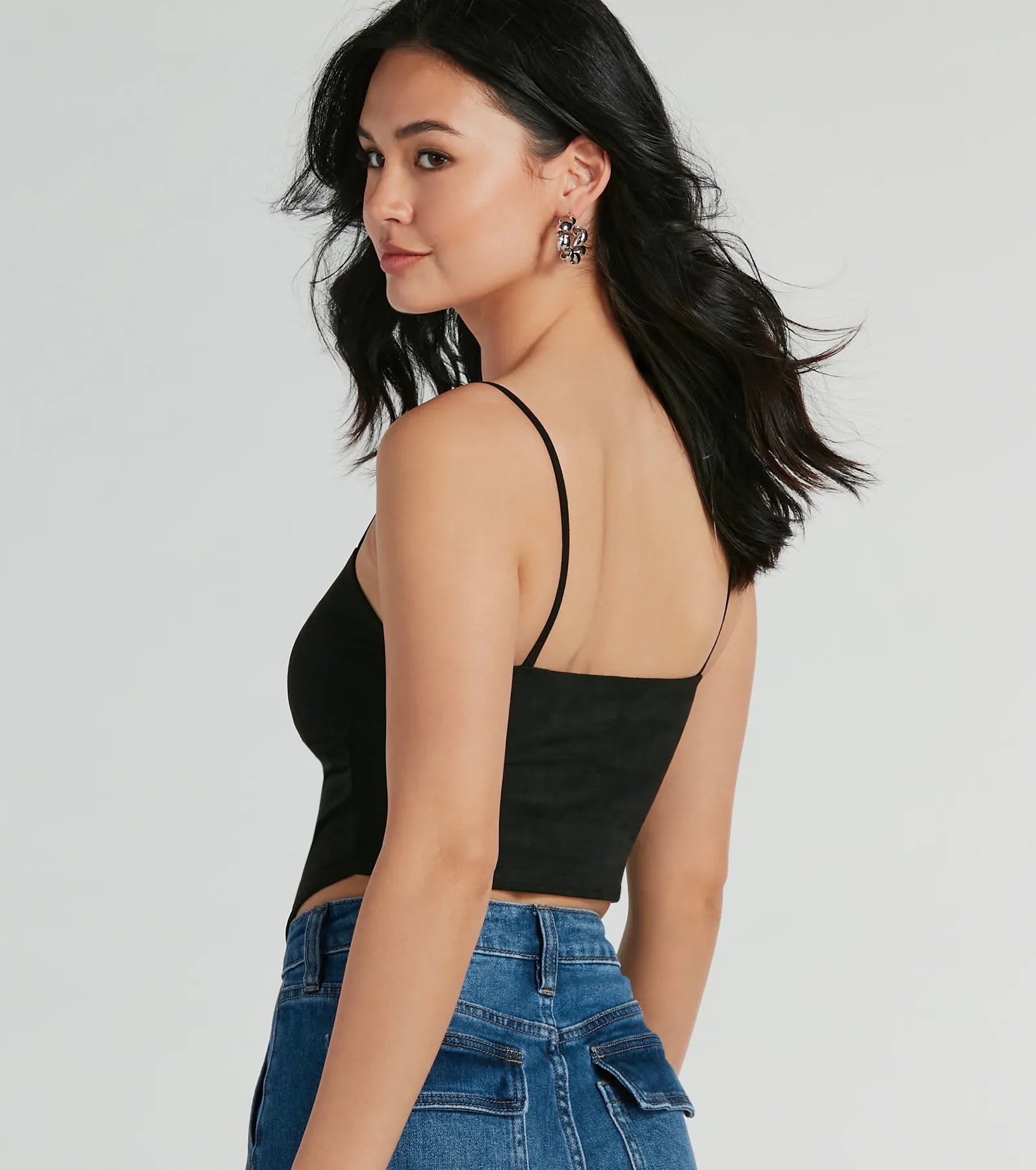 Effortlessly Cool Faux Suede Crop Top - Image 8