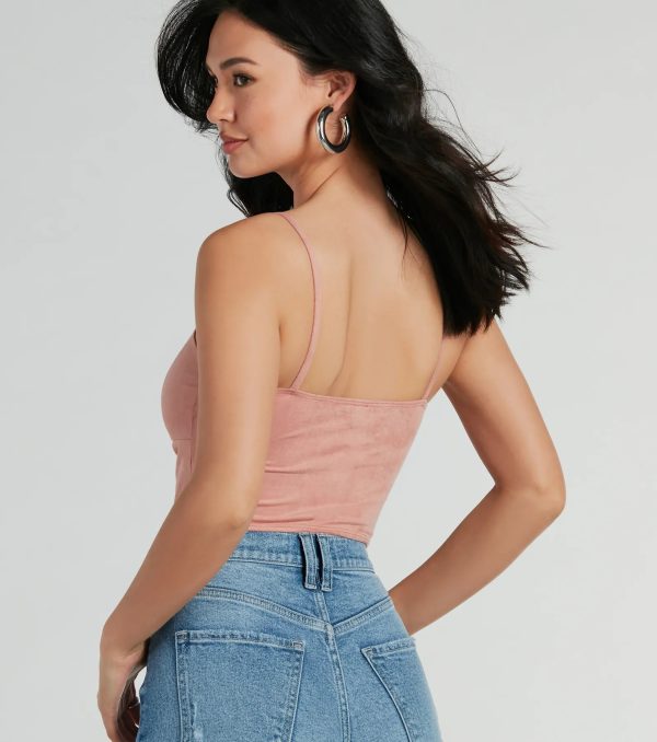 Effortlessly Cool Faux Suede Crop Top - Image 3