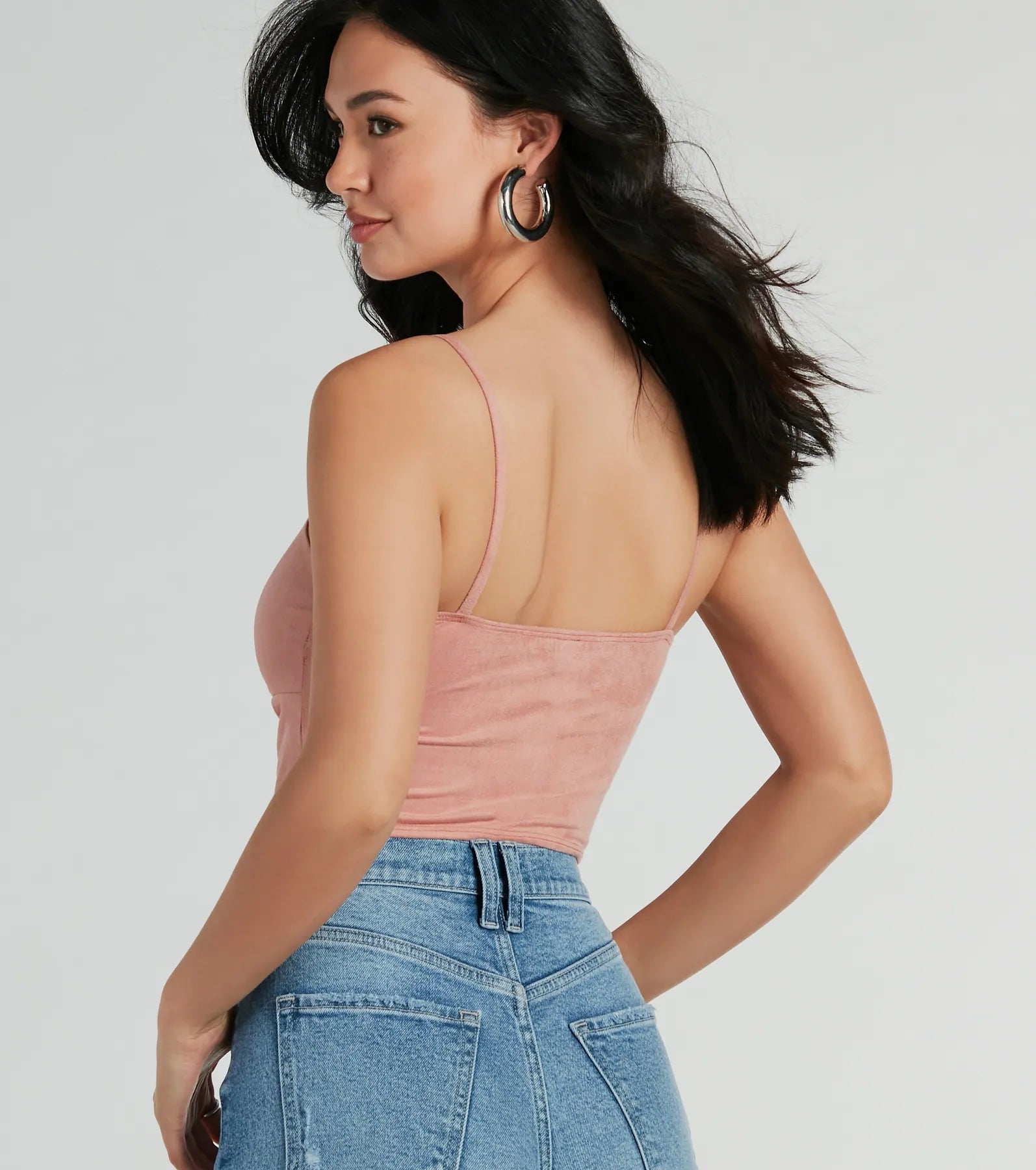 Effortlessly Cool Faux Suede Crop Top - Image 3