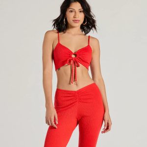 Looking Good Sweetheart Tie Front Crop Top