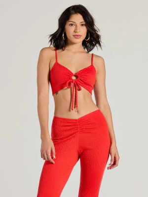 Looking Good Sweetheart Tie Front Crop Top
