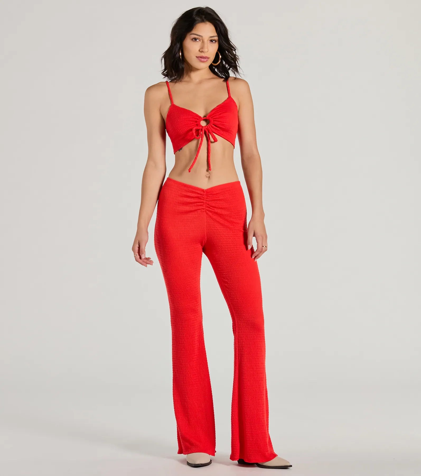 Looking Good Sweetheart Tie Front Crop Top - Image 3
