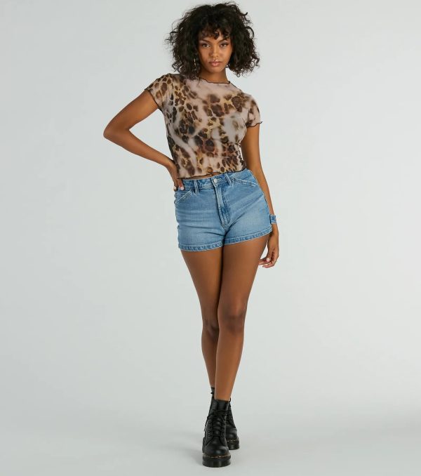 Fierce Trendsetter Leopard Mesh Crop Top - Image 3