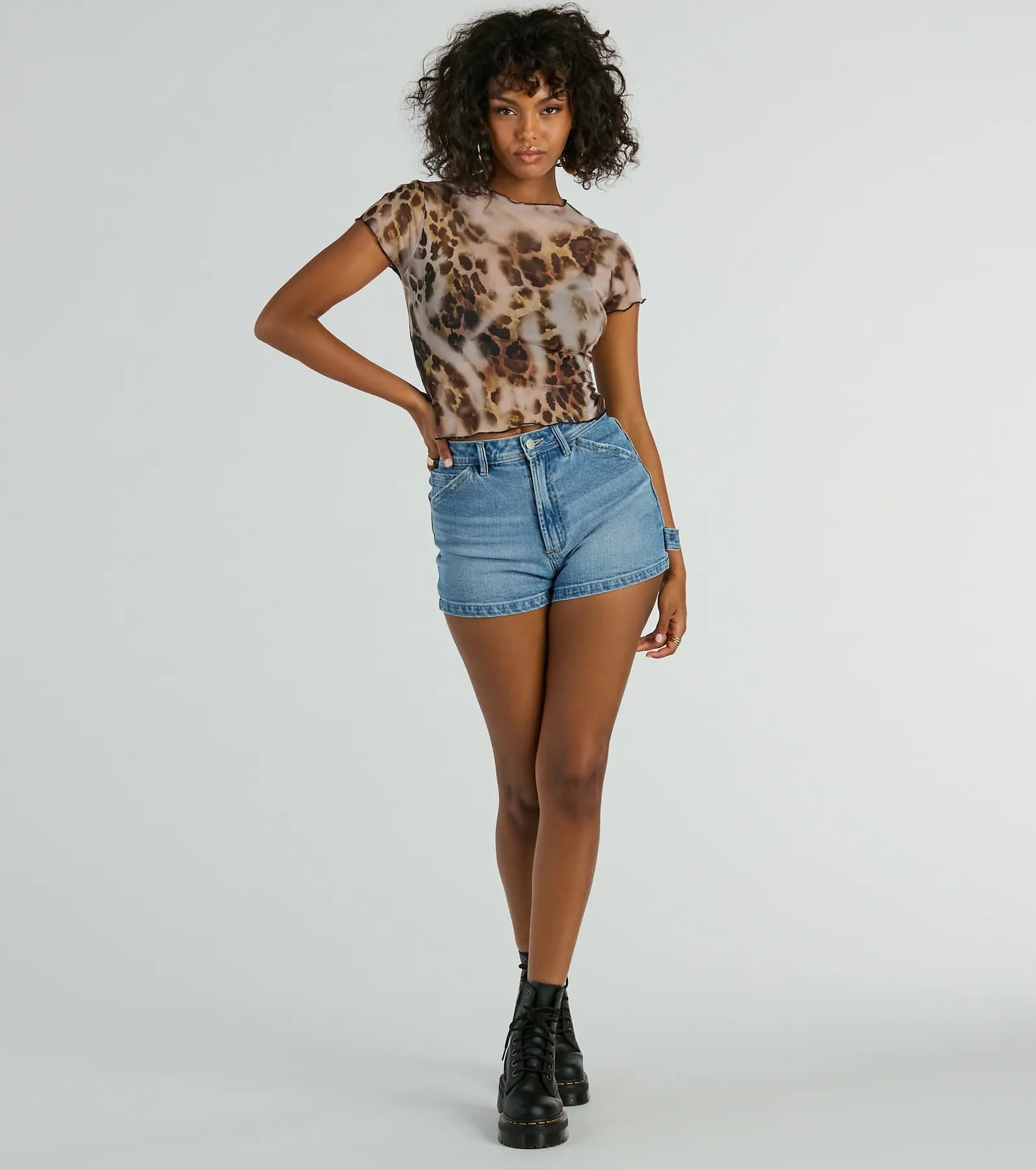 Fierce Trendsetter Leopard Mesh Crop Top - Image 3