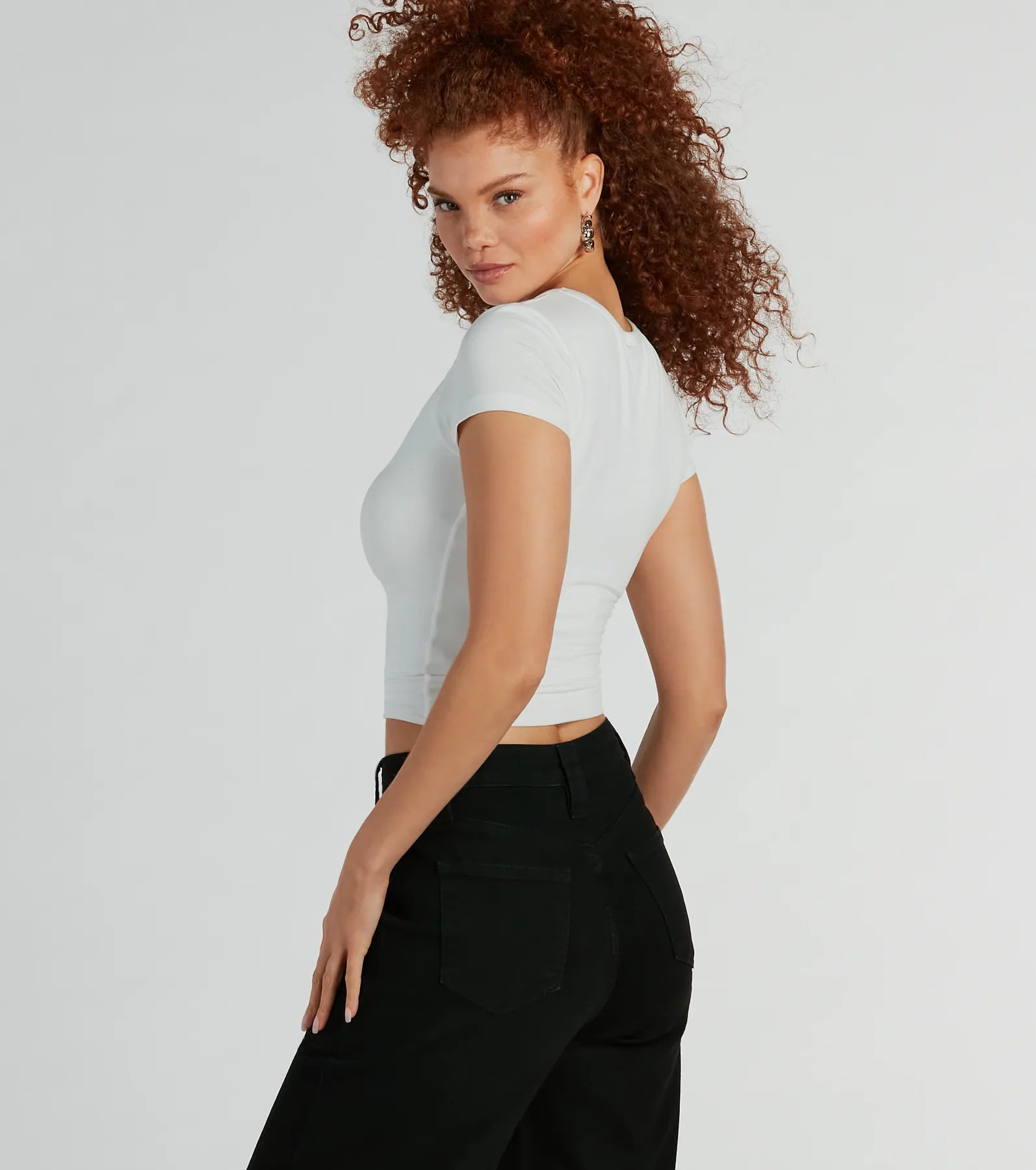 Playful Vibes Cutout Crew Neck Crop Top - Image 2