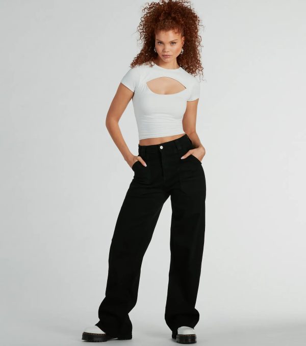 Playful Vibes Cutout Crew Neck Crop Top - Image 3