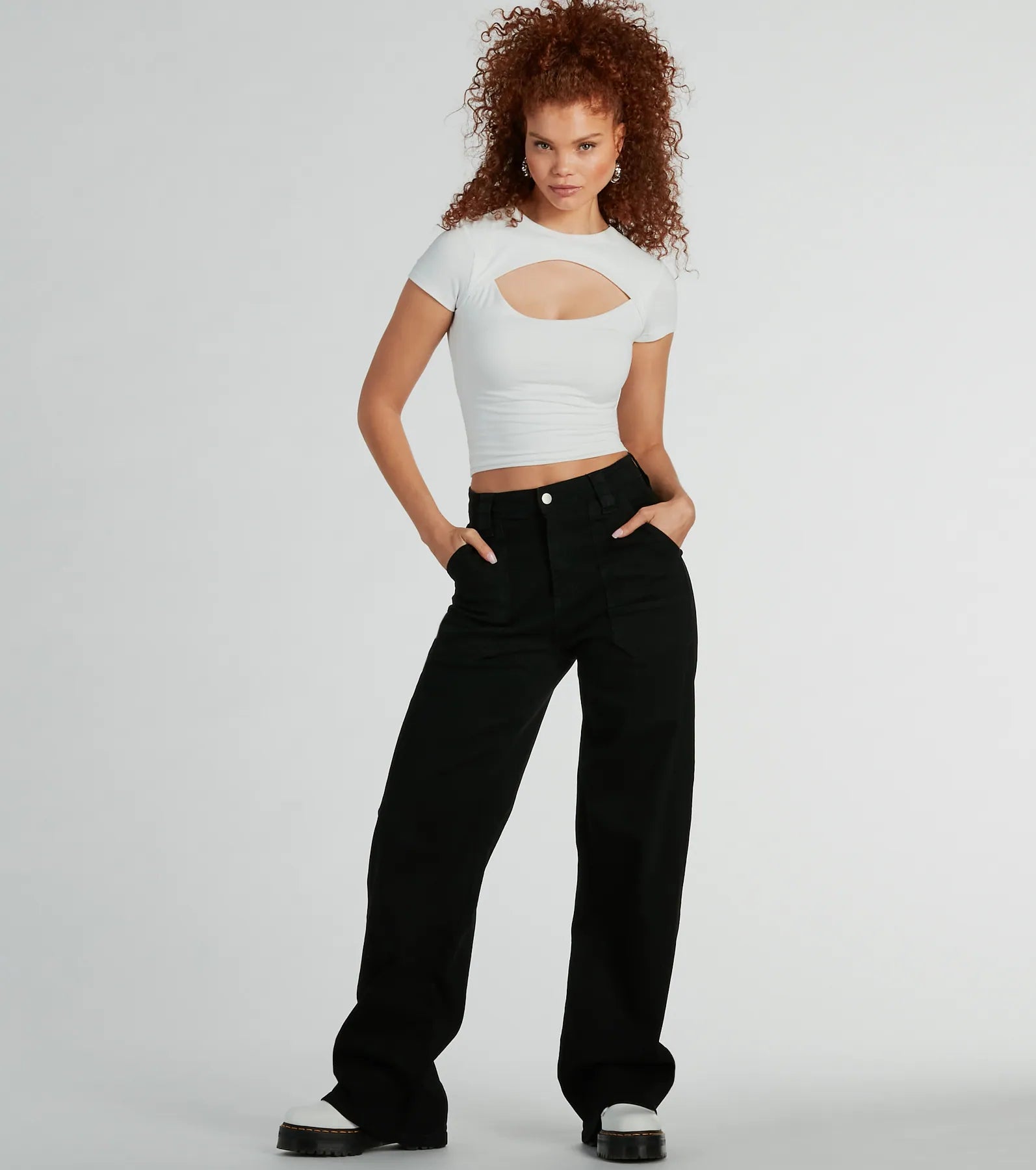 Playful Vibes Cutout Crew Neck Crop Top - Image 3