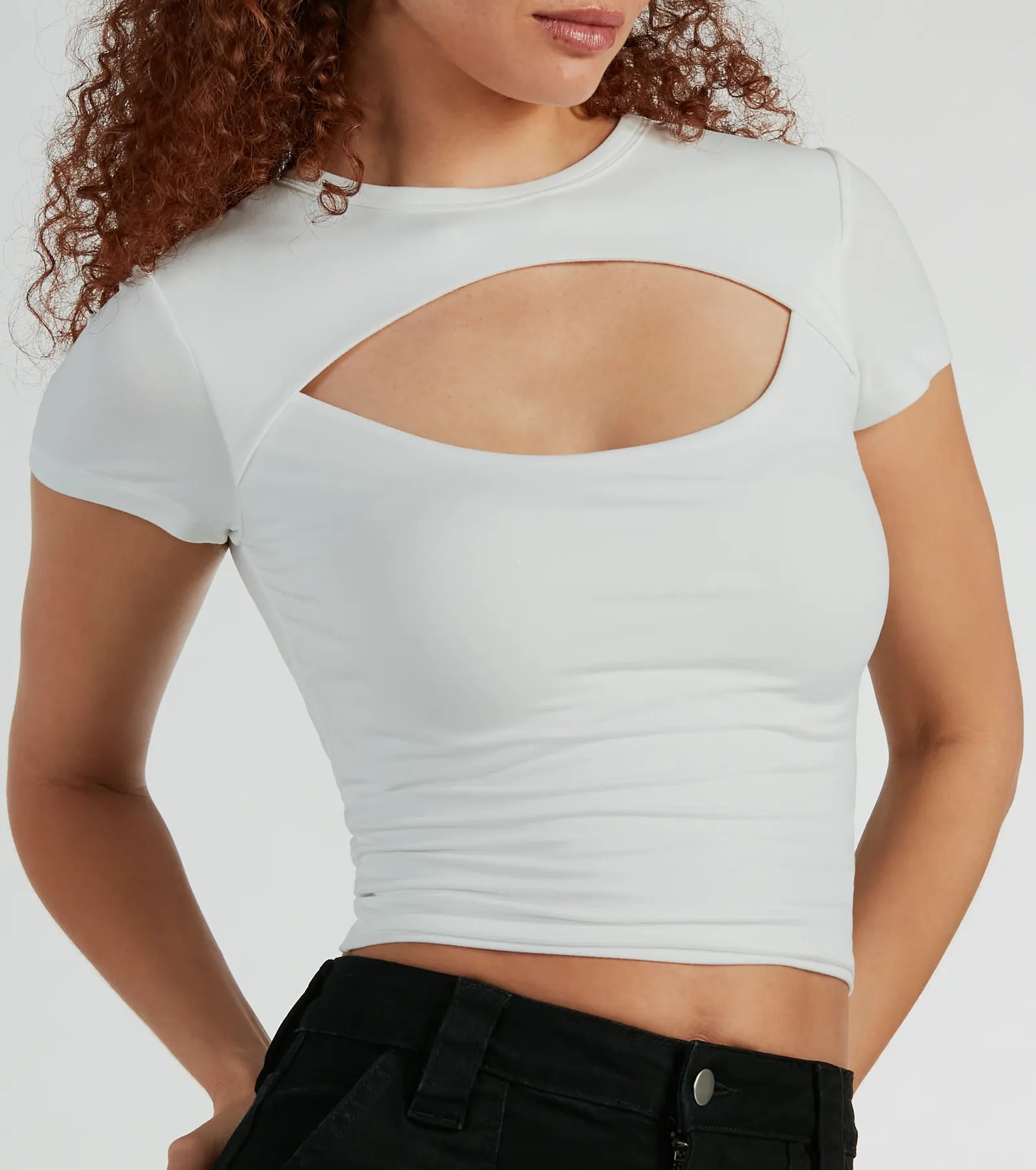 Playful Vibes Cutout Crew Neck Crop Top - Image 4