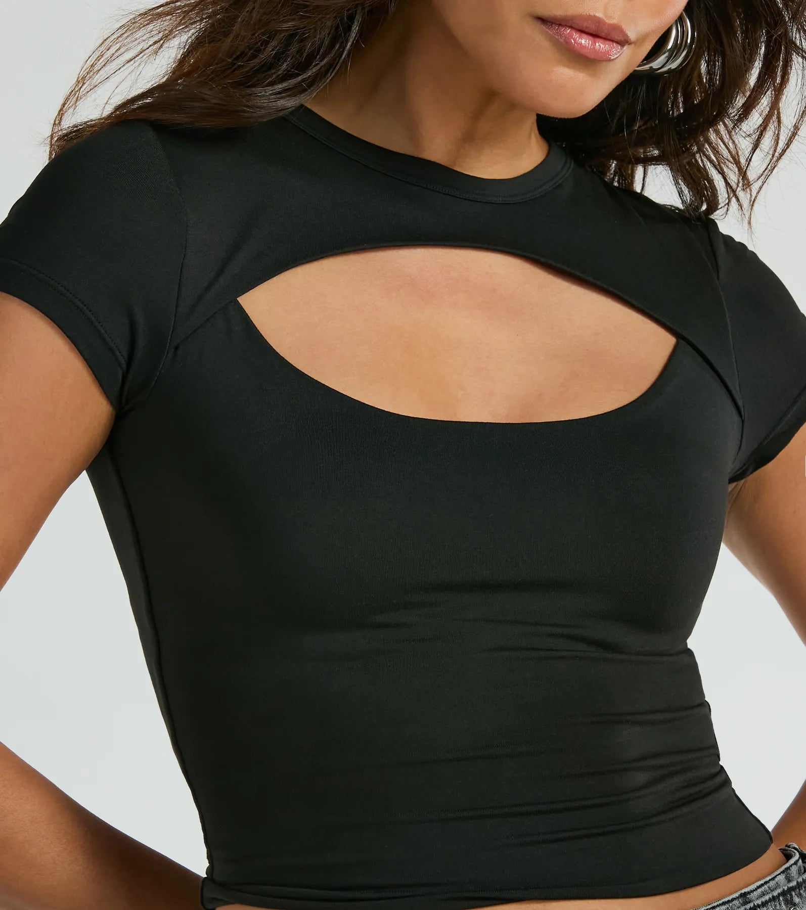 Playful Vibes Cutout Crew Neck Crop Top - Image 8