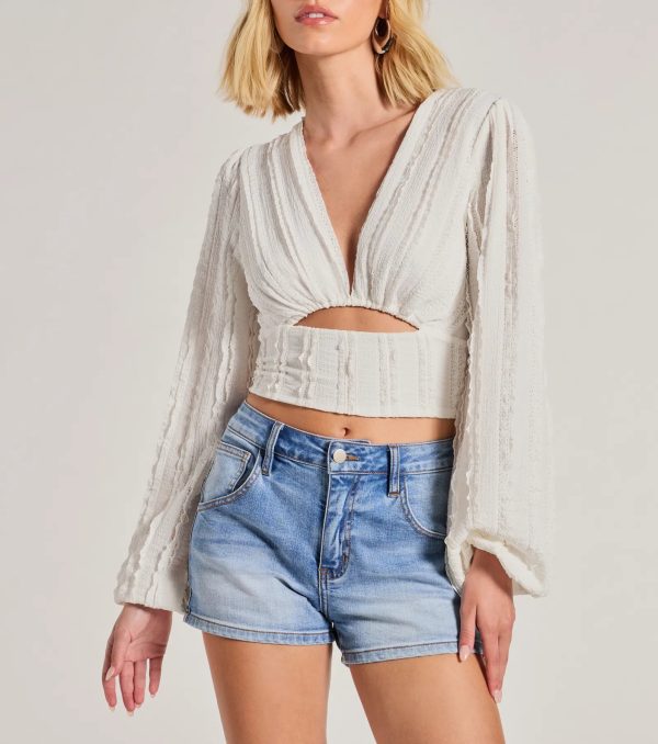 Romance Awaits Long Sleeve Ruffle Lace Trim Crop Top - Image 4