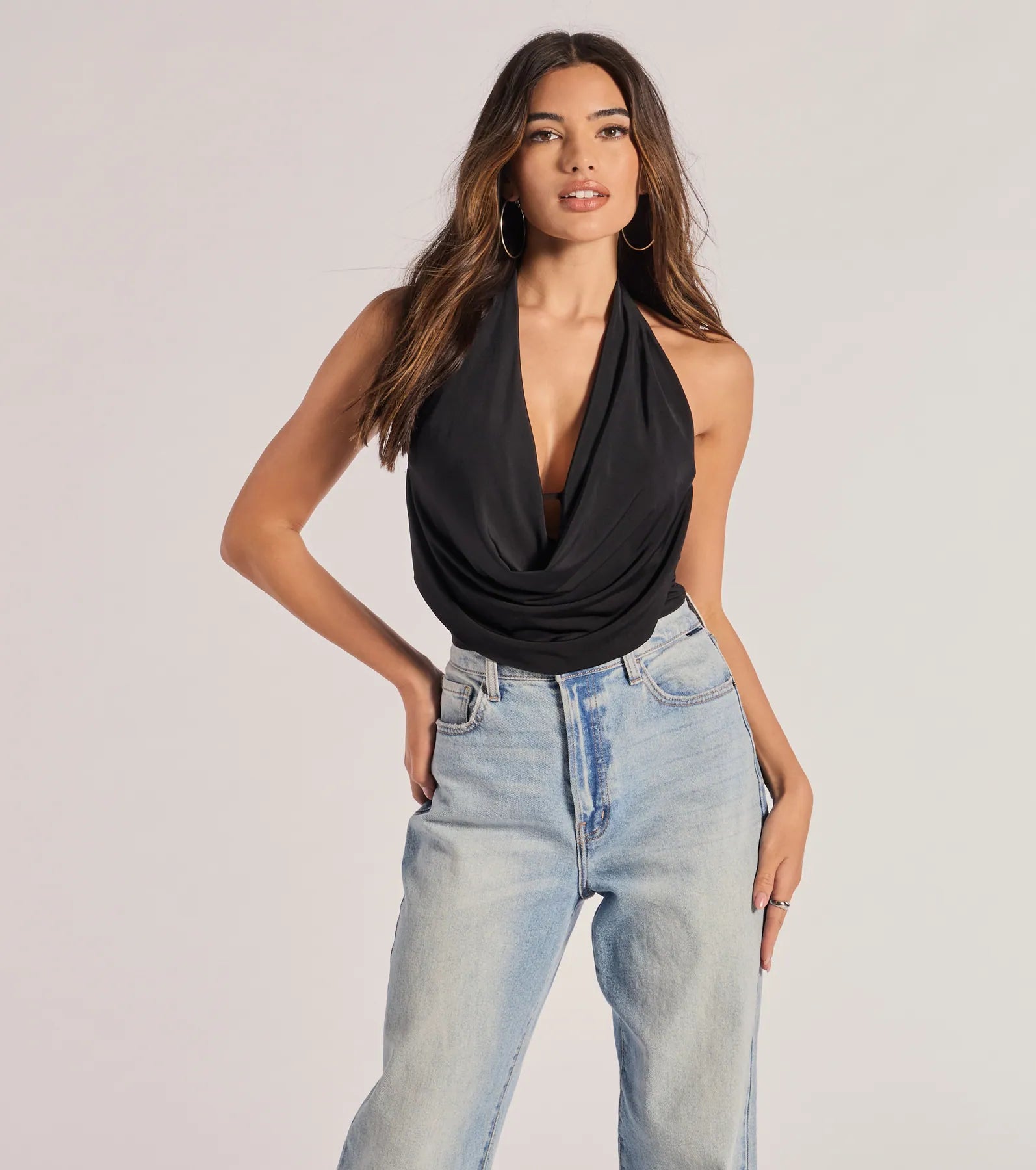 Take The Plunge Sleeveless Halter Crop Top - Image 2