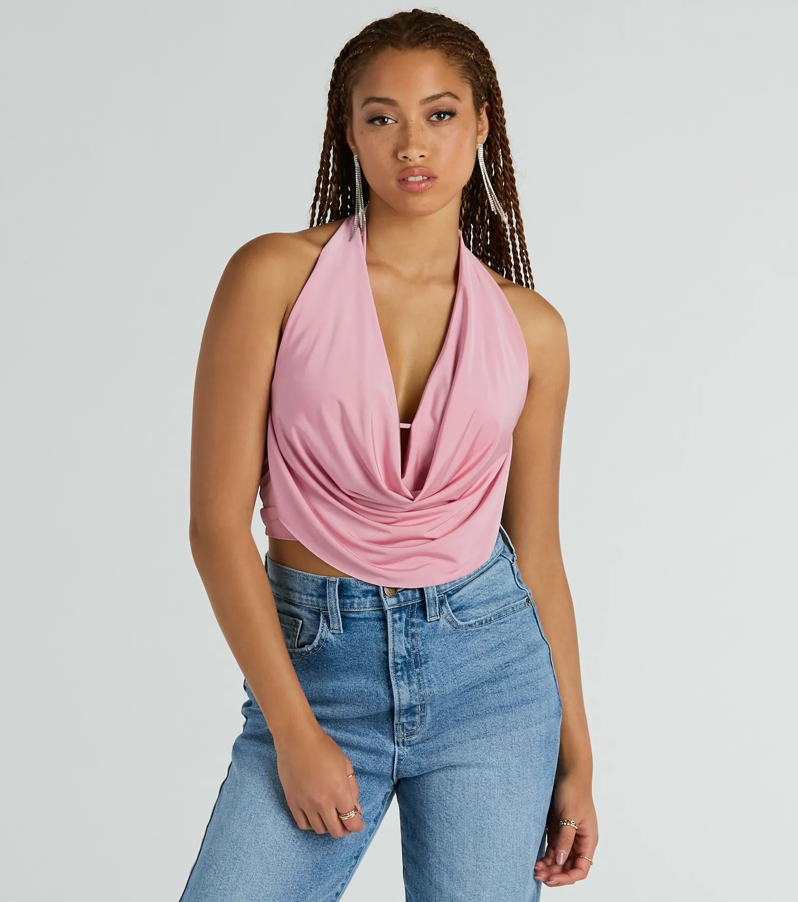 Take The Plunge Sleeveless Halter Crop Top - Image 18