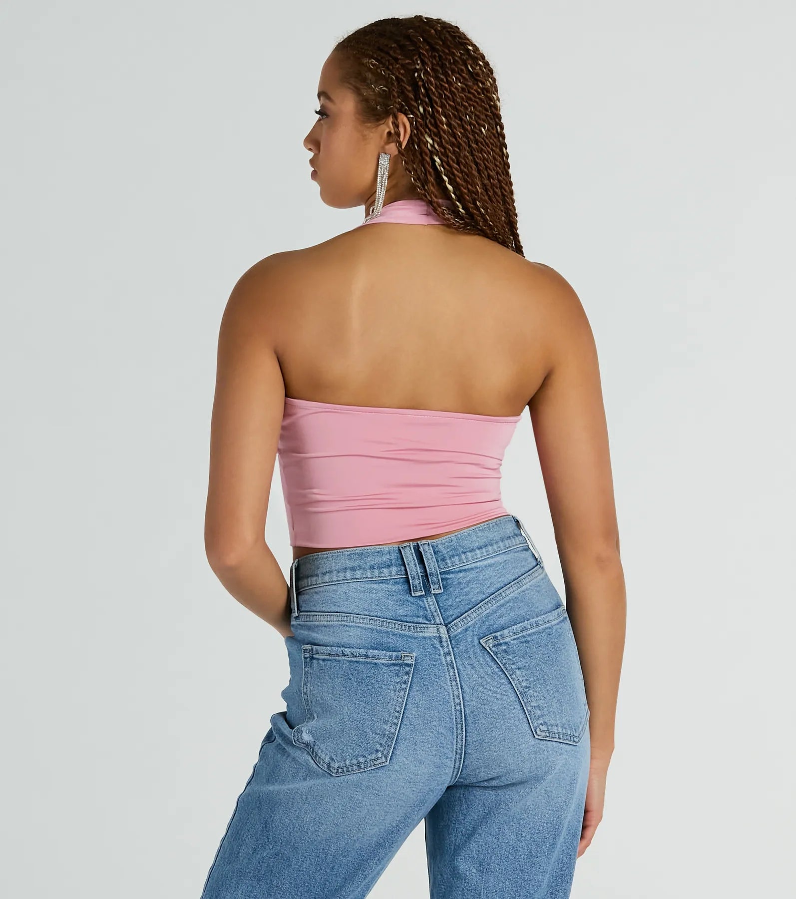 Take The Plunge Sleeveless Halter Crop Top - Image 19