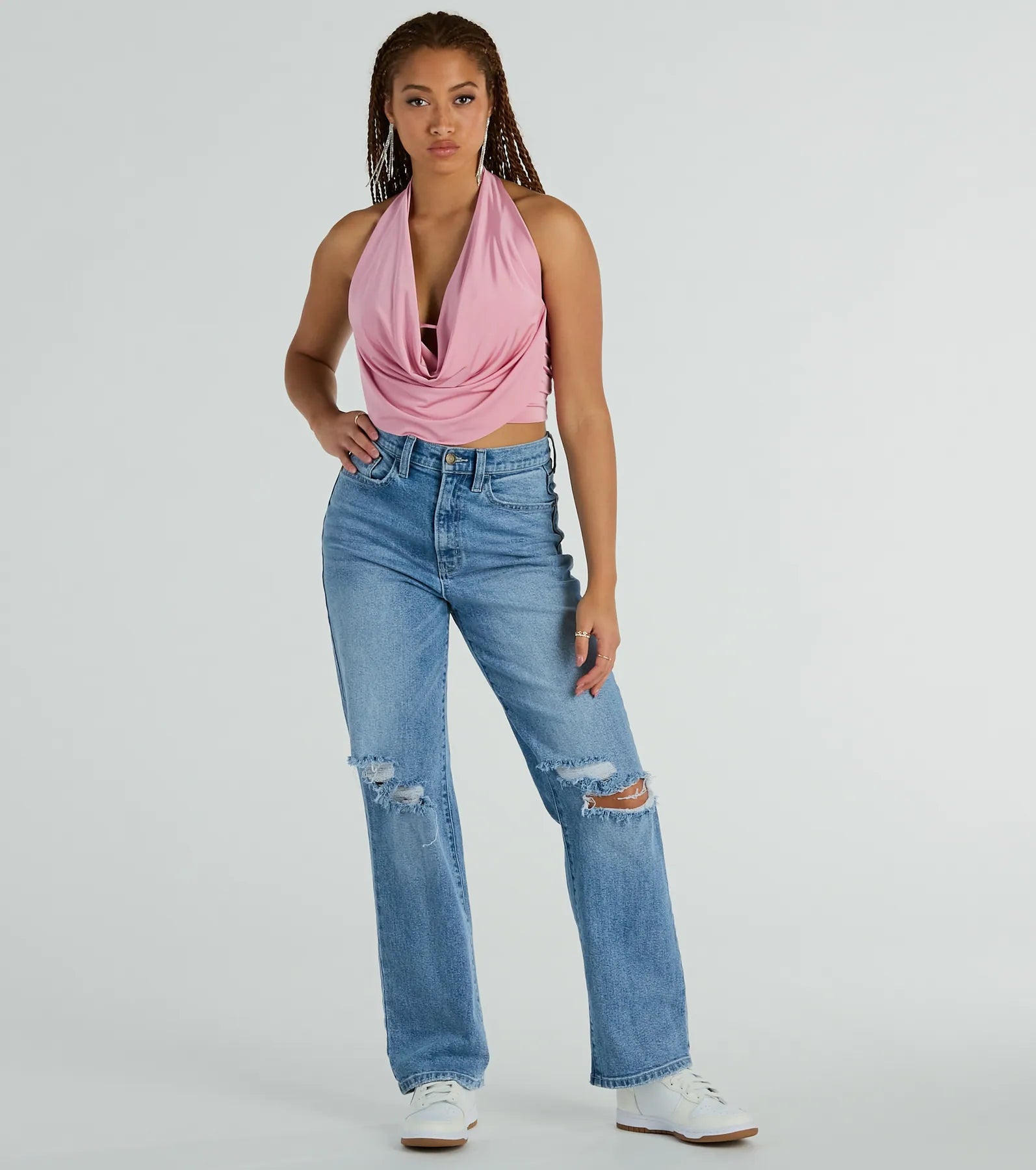 Take The Plunge Sleeveless Halter Crop Top - Image 20