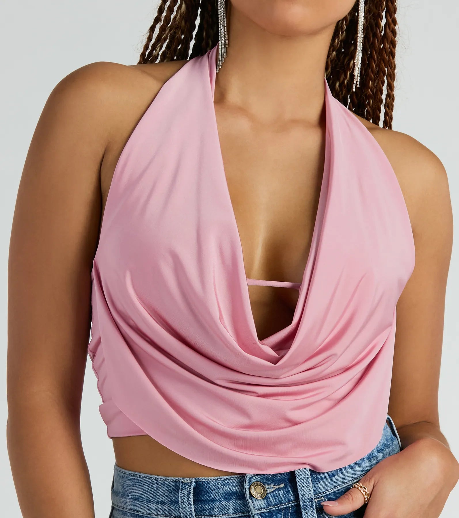 Take The Plunge Sleeveless Halter Crop Top - Image 21