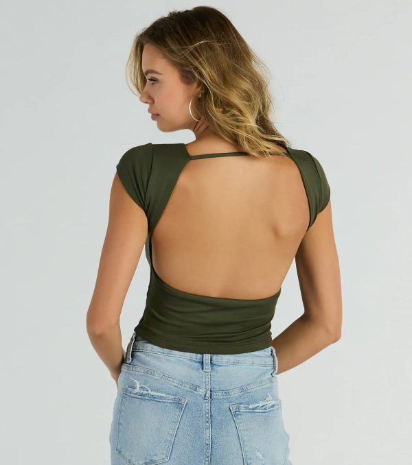 Steal The Moment Crew Neck Open Back Crop Top - Image 6