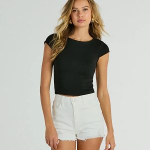 Steal The Moment Crew Neck Open Back Crop Top