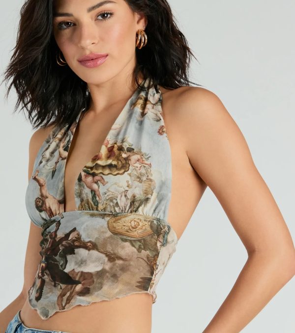 Catch Your Eye Art Print Halter Crop Top - Image 4