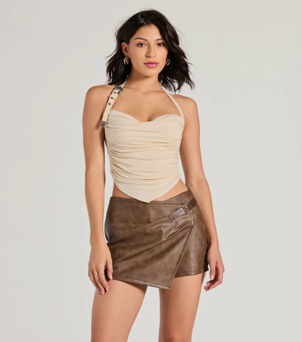Country Feels Belted Halter Crop Top - Image 5