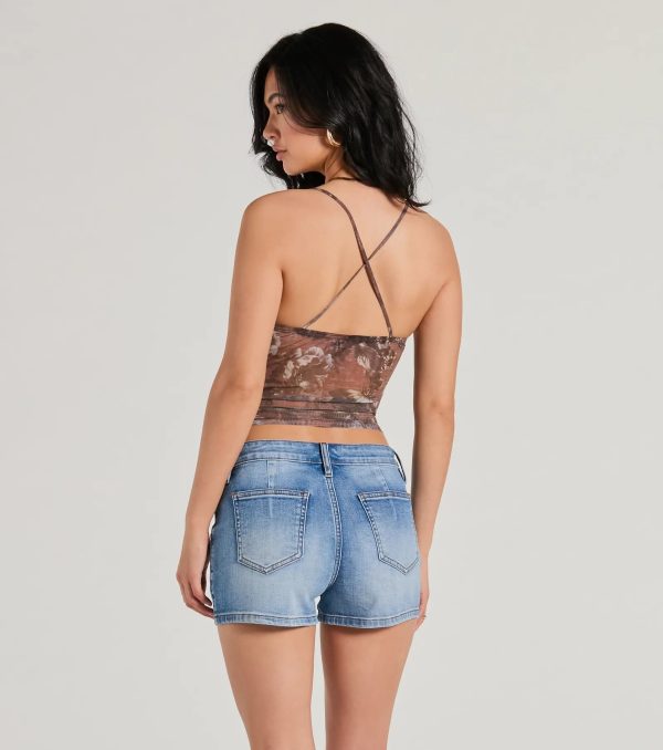 Flawless One Floral Strappy Corset Crop Top - Image 2