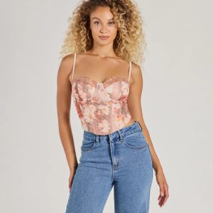 Pretty It Girl Lace-Up Floral Bustier