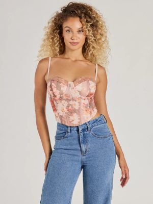 Pretty It Girl Lace-Up Floral Bustier