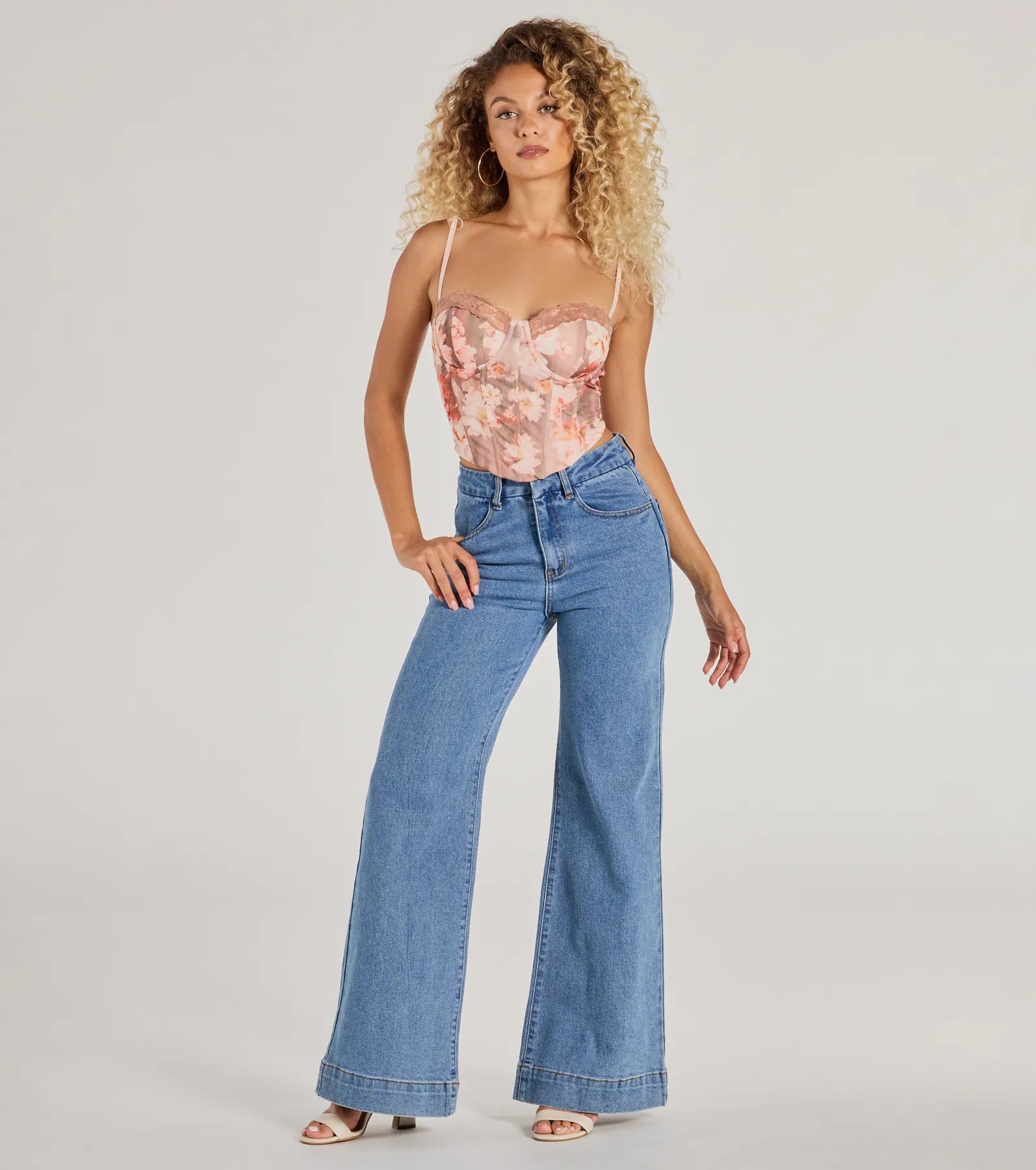 Pretty It Girl Lace-Up Floral Bustier - Image 3