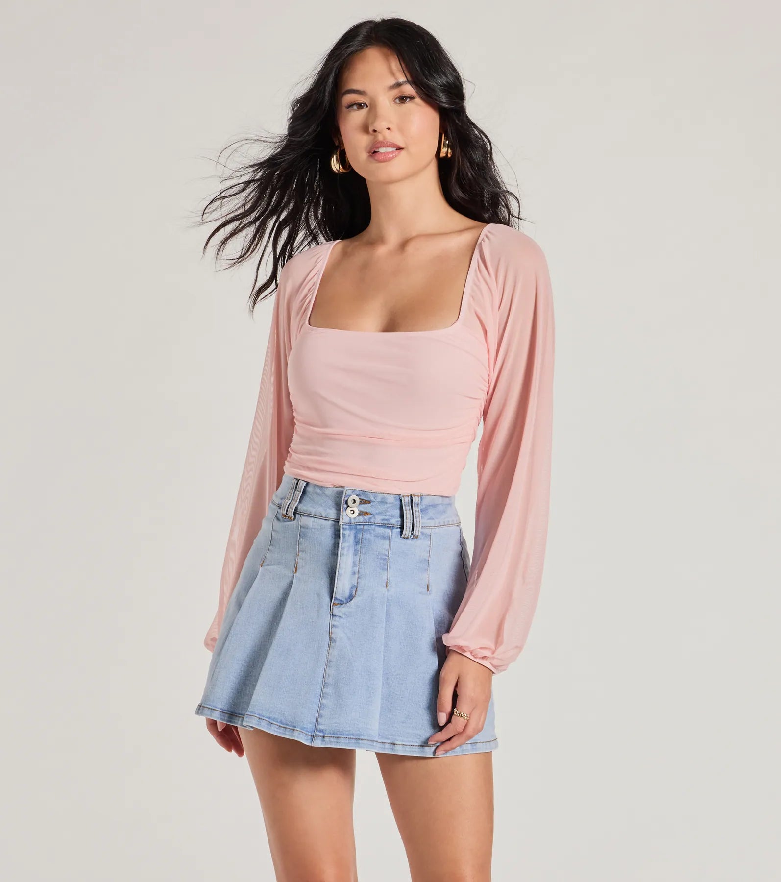 Elevated Basic Ruched Mesh Bodysuit - Image 21