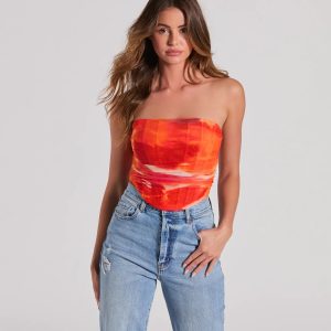 Constant Sensation Strapless Abstract Mesh Bustier