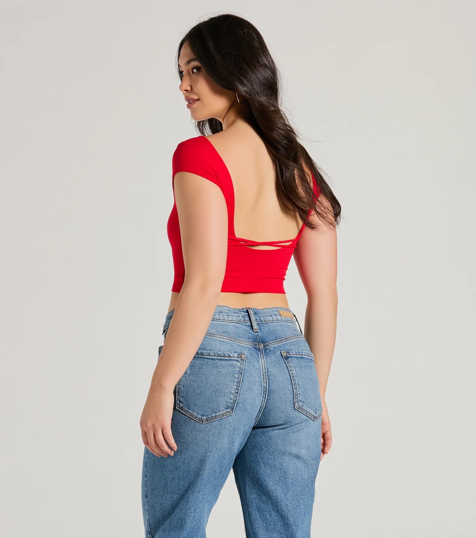 Back It Up Short Sleeve Strappy Crop Top - Image 10